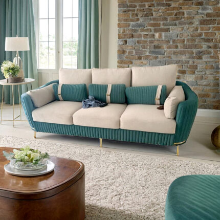 Grey+Cream 3 Seater Sofa